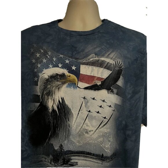 The Mountain Gray Tie Dye Eagle US Flag Graphic T-Shirt 2XL Stretch Patriotic - Picture 4 of 6